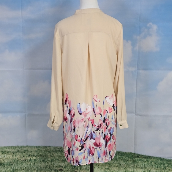 ANNE KLEIN | LOOSE FIT KNEE LENGTH FLORAL SHIRT DRESS - Picture 5 of 16